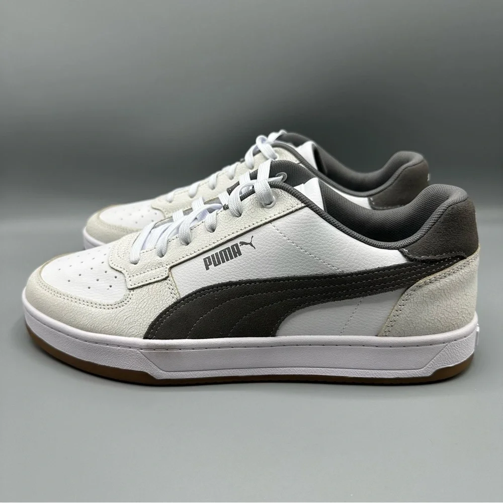 Puma Men's White and Gray faux leather Sneakers Mens size 11